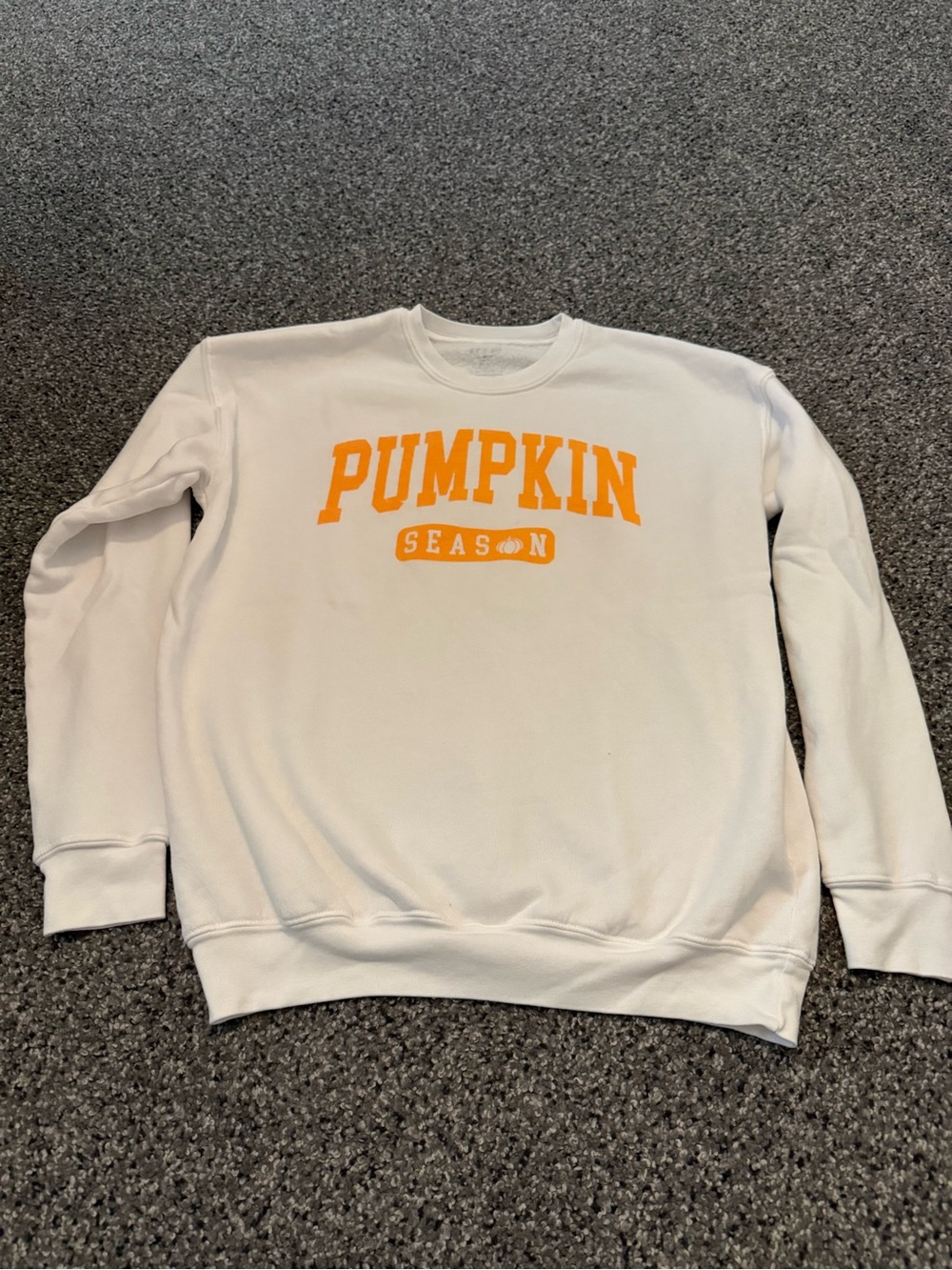 Pumpkin Season Crewneck Sweatshirt - White with Orange Graphic